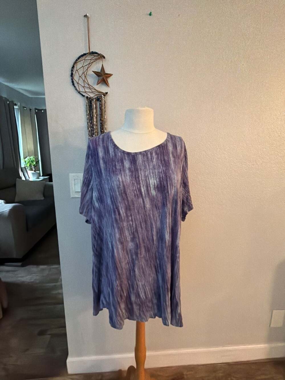 Lisa Rinna Collection Purple Tie Dye Open Back Top 3X